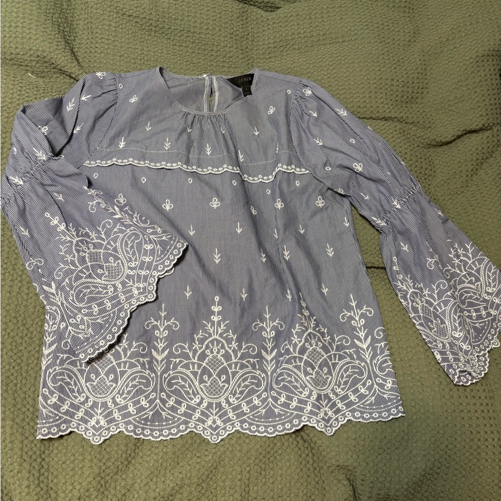 J.Crew Embroidered Gray Women's Top